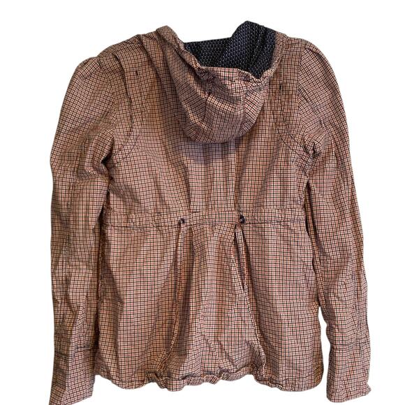 Womens Roxy White Pink Checked Preppy Hooded Full Zip Light Jacket Size Large - Picture 2 of 16